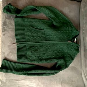 Vince Cashmere Green Cable Knit Hoodie